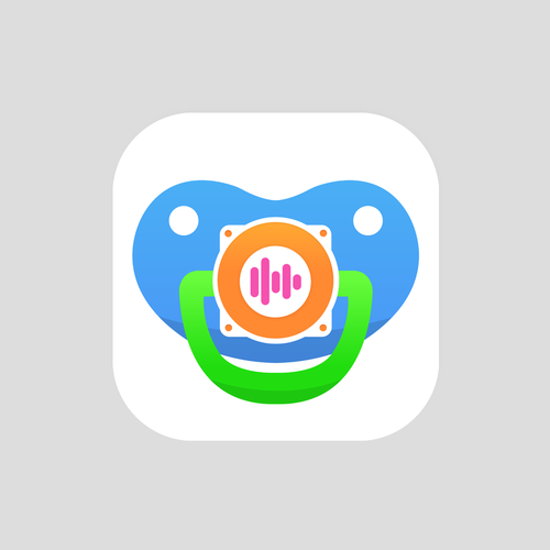 Speaker design with the title 'Pacifier & Loudspeaker icon'