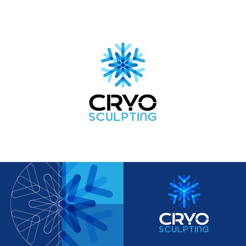 Snowflake logo with the title 'Logo design . CRYO sculpting'