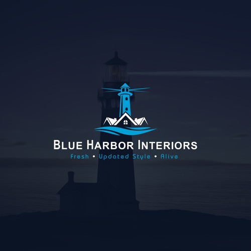 Harbor logo with the title 'Blue Harbor Interiors'