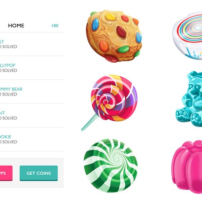 Six icon set for Logo Candy Game app