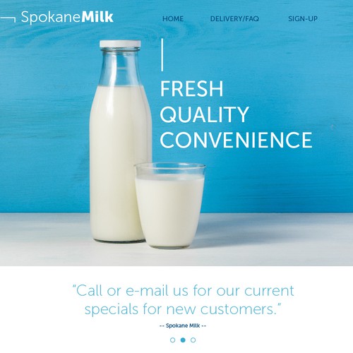 Drink website with the title 'Web Page Spokane Milk'