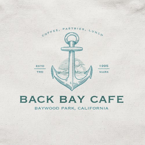 Anchor logo with the title 'back bay cafe'
