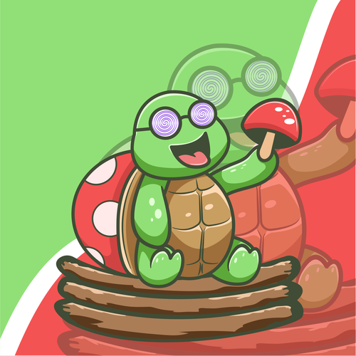 Mushroom logo with the title 'Mushroom Turtle Cartoon mascot logo'