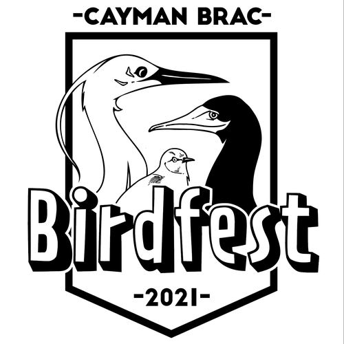 Badge t-shirt with the title 'Cayman Brac's Birdfest Tshirt design'
