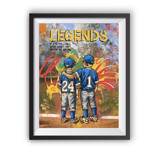 Graffiti artwork with the title 'Baseball art painting '