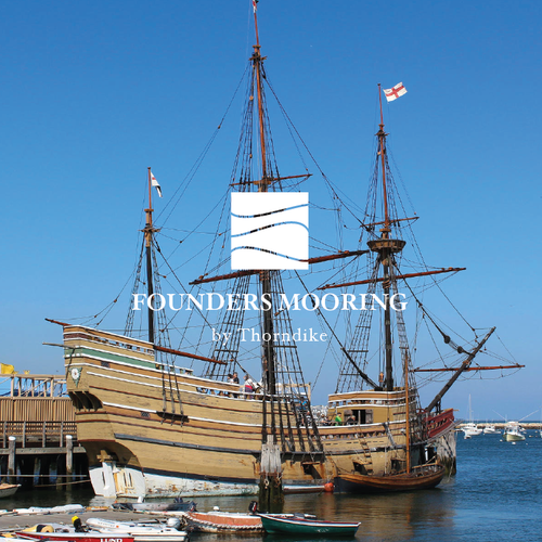 Window design with the title 'Founders Mooring'