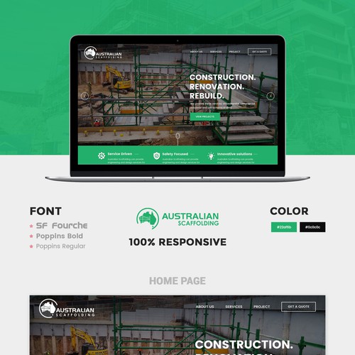 Construction website with the title 'Australian Scaffolding web page'