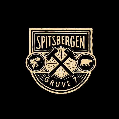 Badge t-shirt with the title 'SPITSBERGEN - GRUVE 7 coalmine '