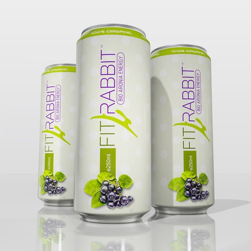 Energy drink packaging with the title 'natural superfood energy drink'