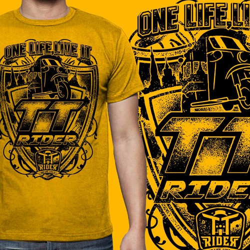 Rustic t-shirt with the title 'TT RIDER T SHIRT'
