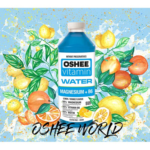 Orange illustration with the title 'OSHEE WORLD'