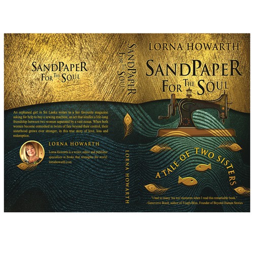 Golden book cover with the title 'Sandpaper for the soul'