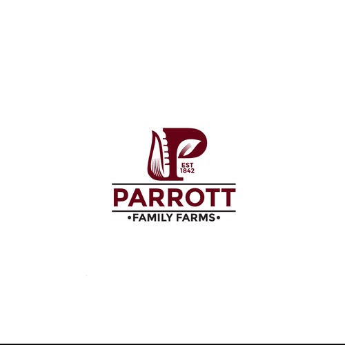 Corn logo with the title 'Initial logo for Parrott Family Farms'