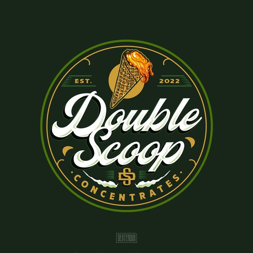 Ice cream design with the title 'Double Scoop Concentrates Logo'