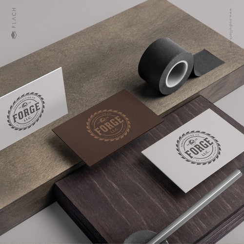 Wood brand with the title 'Rustic Logo for High-End Construction Company'
