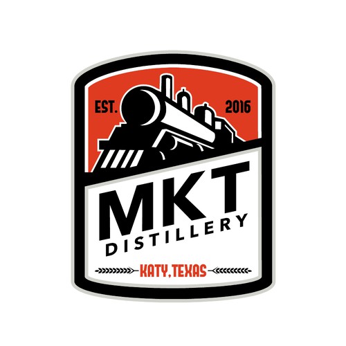 Train logo with the title 'MKT Distillery'