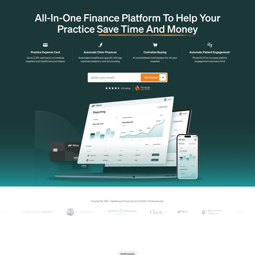 Finance website with the title 'Nitra All-in-One Finance Platform'
