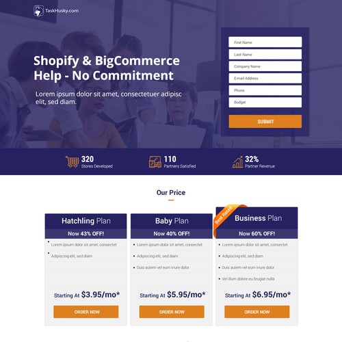 Shopify design with the title 'Shopify Landing Page'