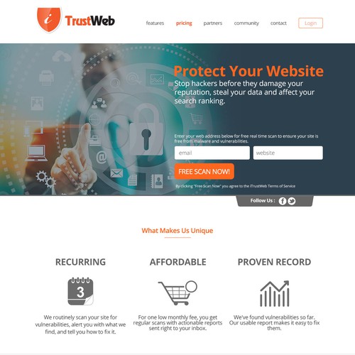 Internet website with the title 'Creative website design for web security service company!'