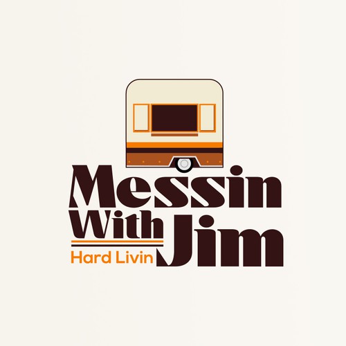 Camper or caravan logo with the title 'Messin Whith Jim'