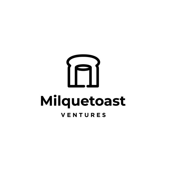 Monochromatic logo with the title 'Milquetoast Ventures'