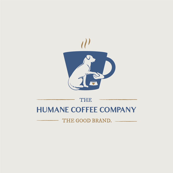 Character logo with the title ' Logo for an socially conscious coffee company that is improving the lives of dogs.'