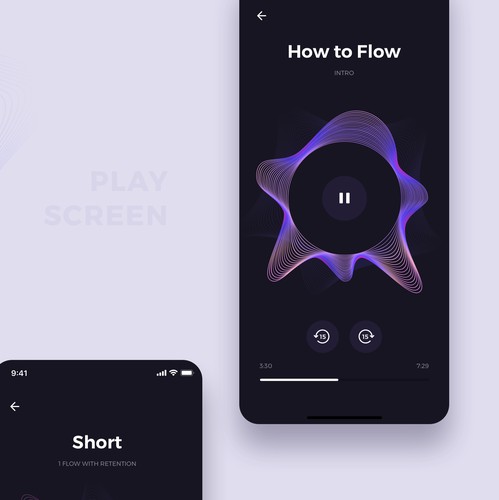 UI design with the title 'Concept for an App with breathing exercises'