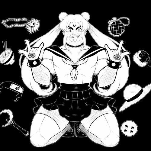 Anime t-shirt with the title 'Weeaboo Metal Design'