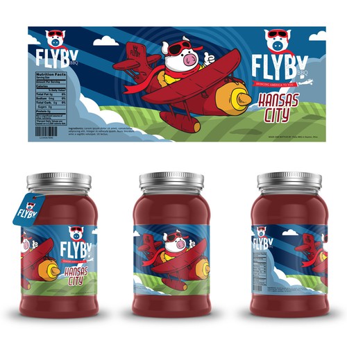 Sauce label with the title 'Flyby BBQ Sauce'