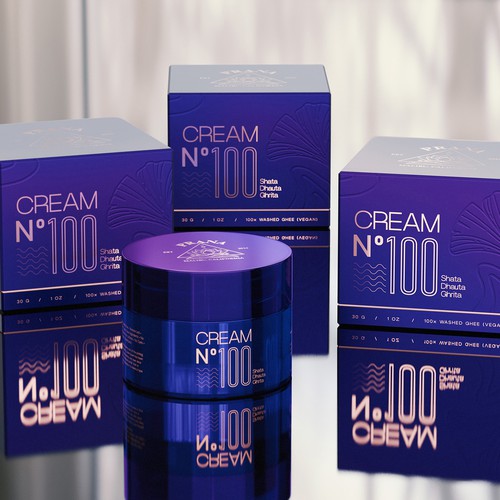 Product design with the title 'Ultra-Luxury Ayurvedic Skincare Packaging'