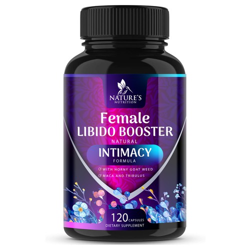 Supplement label with the title 'Female Libido Booster Supplement'