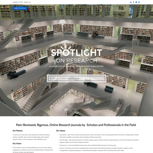Education website with the title 'Spotlight on Research'