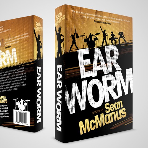 Paperback book cover with the title 'Book cover design for a rock novel'