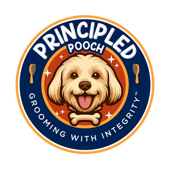 Dog logo with the title 'Logo design concept for Principled Pooch'