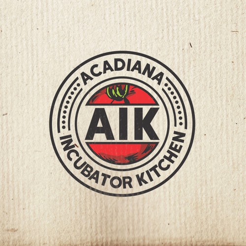 Green and red logo with the title 'A simple logo approach to a for-rent kitchen'