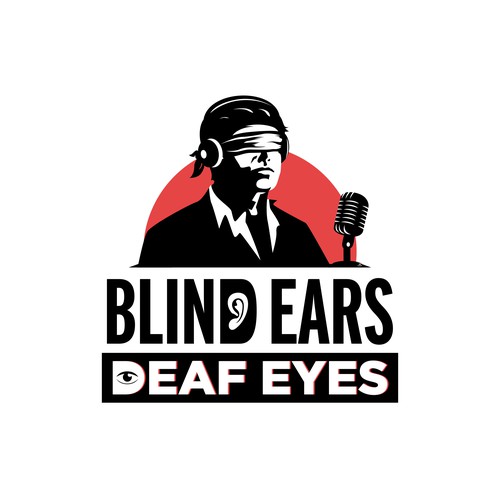 Microphone logo with the title 'Blind Ears Deaf Eyes Podcast'