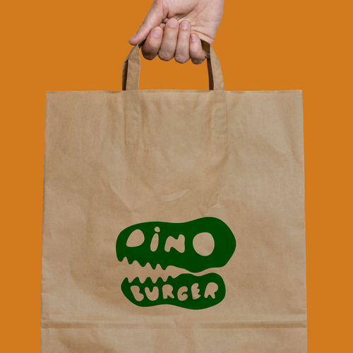 Dinosaur logo with the title 'Dino Burger'