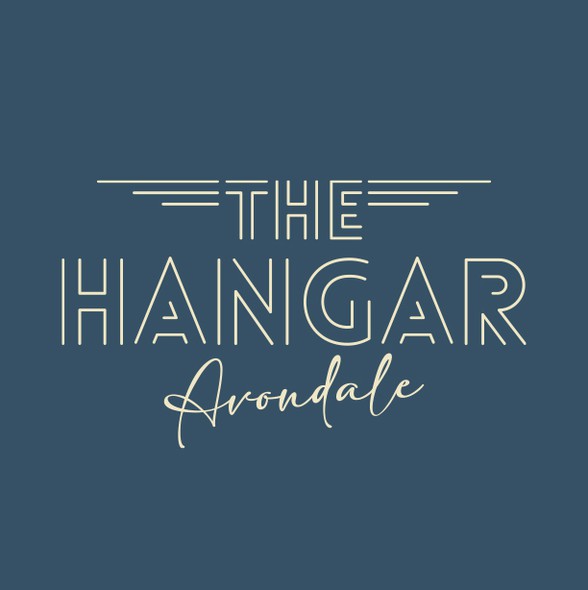 Aviation design with the title 'THE HANGAR Avondale'