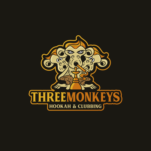 Lounge design with the title 'Three Monkeys'