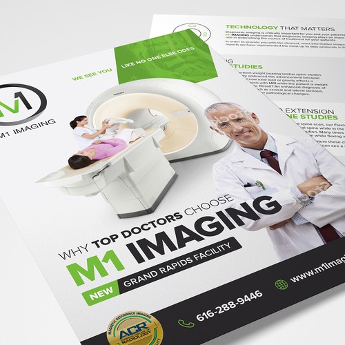 Doctor design with the title 'Bold and Clean Flyer designed for M1 Imaging'