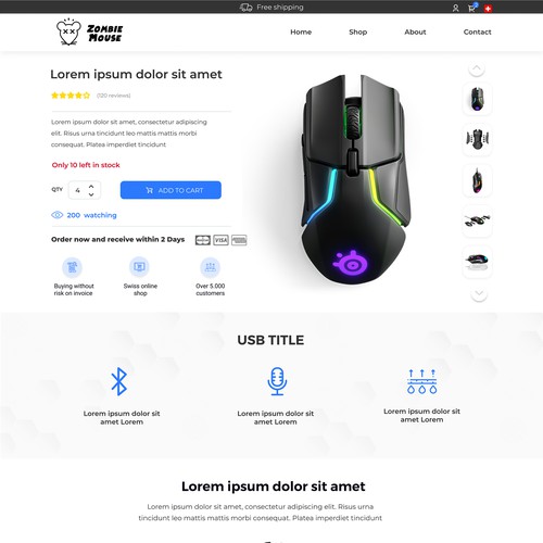 Product website with the title 'High converting Productpage for Shopify'