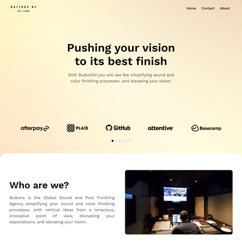 Portfolio website with the title 'Studios Landing Page'
