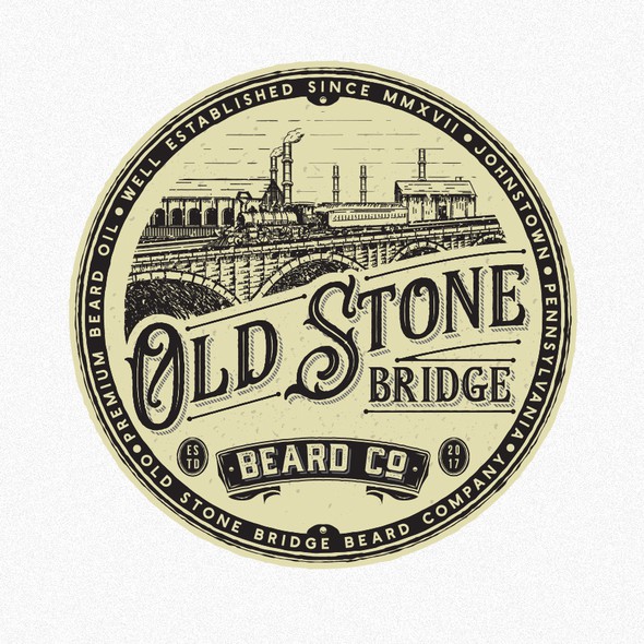 Beard logo with the title 'Old stone bridge beard company'