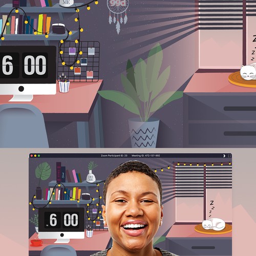 Background illustration with the title 'My home office'