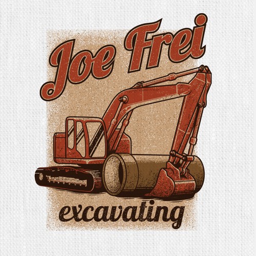 Construction t-shirt with the title 'An illustration for Joe Frei Excavating'