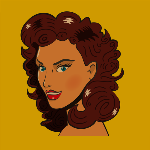 Face illustration with the title 'Ilustración 50s Pop Art 03'