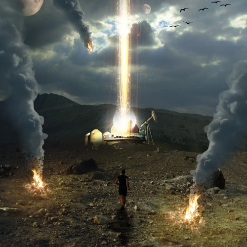 Science-fiction book cover with the title 'GUARANTEED CONTEST to create a riveting Sci-Fi/Thriller eBook cover'