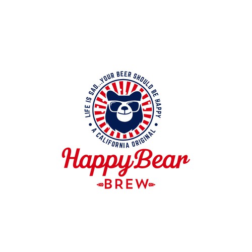 Food and beverage logo with the title 'Happy Bear Brew'