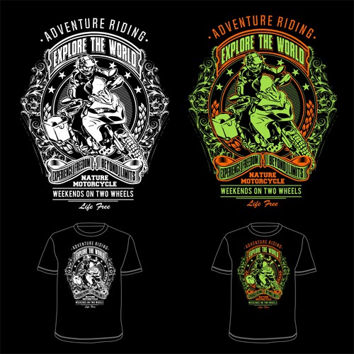 Biker t-shirt with the title 'Adventure Riding'