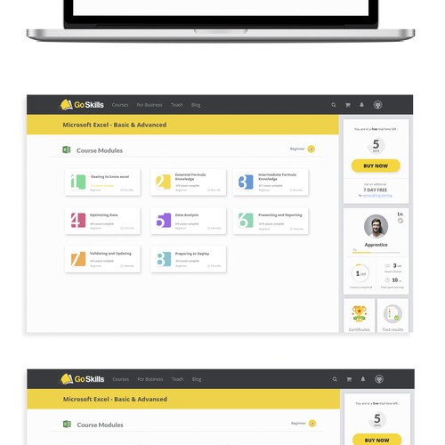 Education website with the title 'Proposal Ui for Go Skills'